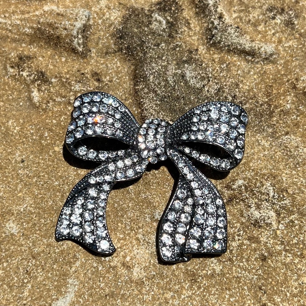 & Vintage RMN Signed Bejeweled Ribbon Bow Brooch
